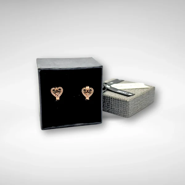 "Heart-shaped gold finish clip-on earrings with CZ stones"
