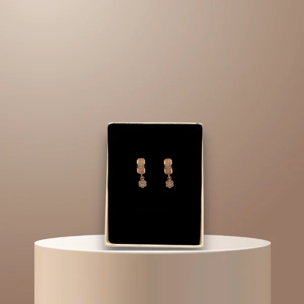 Gold plated floral drop earrings in gift box