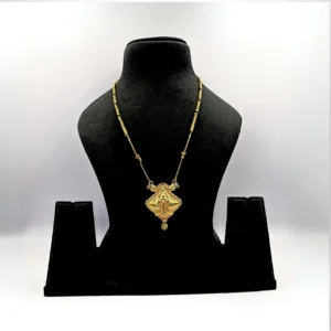 AUREZA Traditional Gold-Plated Temple Mangalsutra with Pendant – Elegant Bridal Design