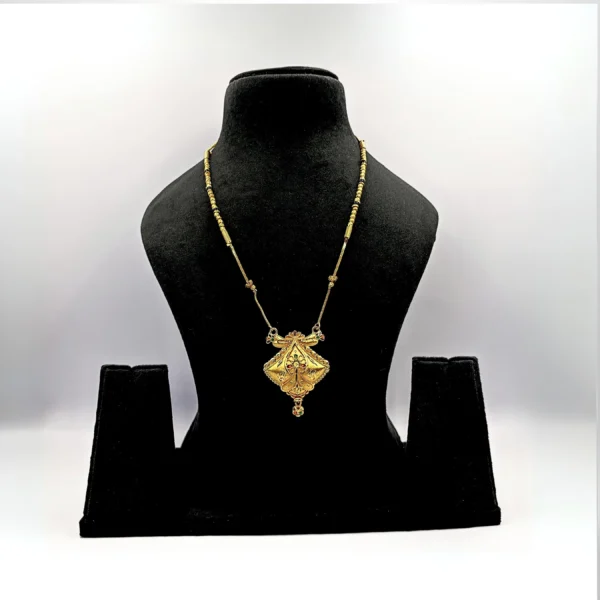 AUREZA Traditional Gold-Plated Temple Mangalsutra with Pendant – Elegant Bridal Design